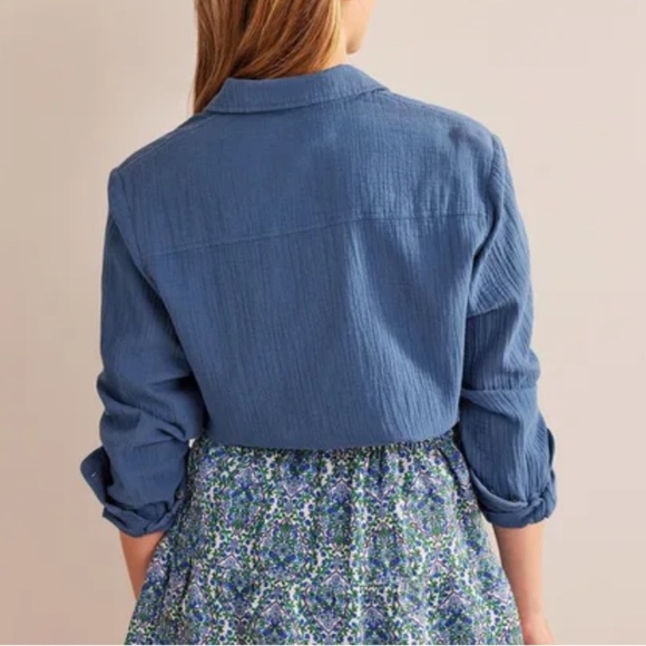 New! Boden cotton textured button down shirt blue plus size nwt 20223 - Picture 5 of 13